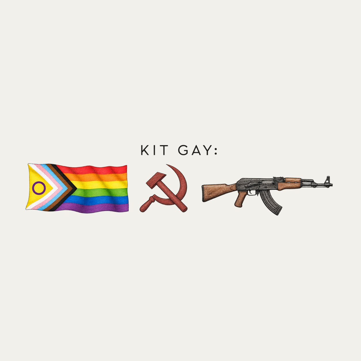 Arte de Camiseta KIT GAY Raiz, referência isolada para a cor branca.